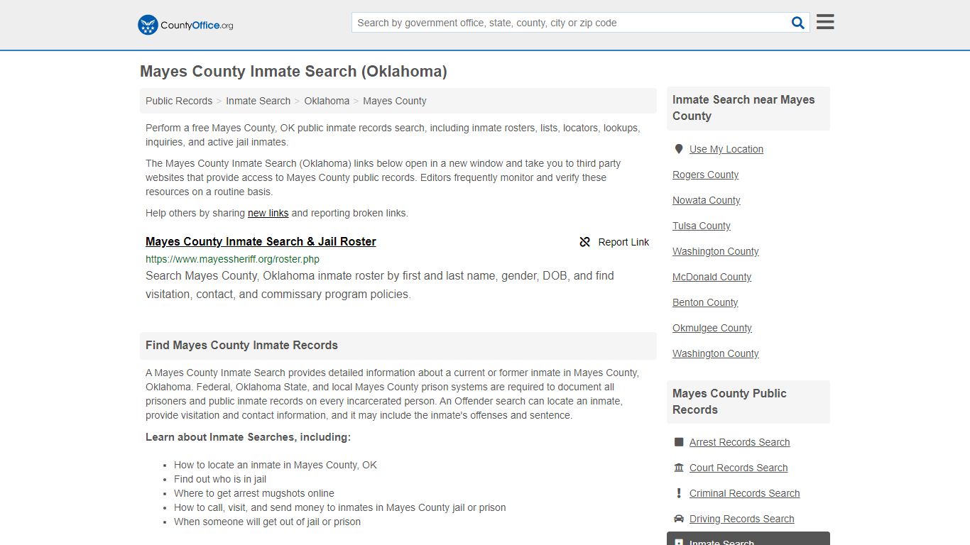 Inmate Search - Mayes County, OK (Inmate Rosters & Locators)